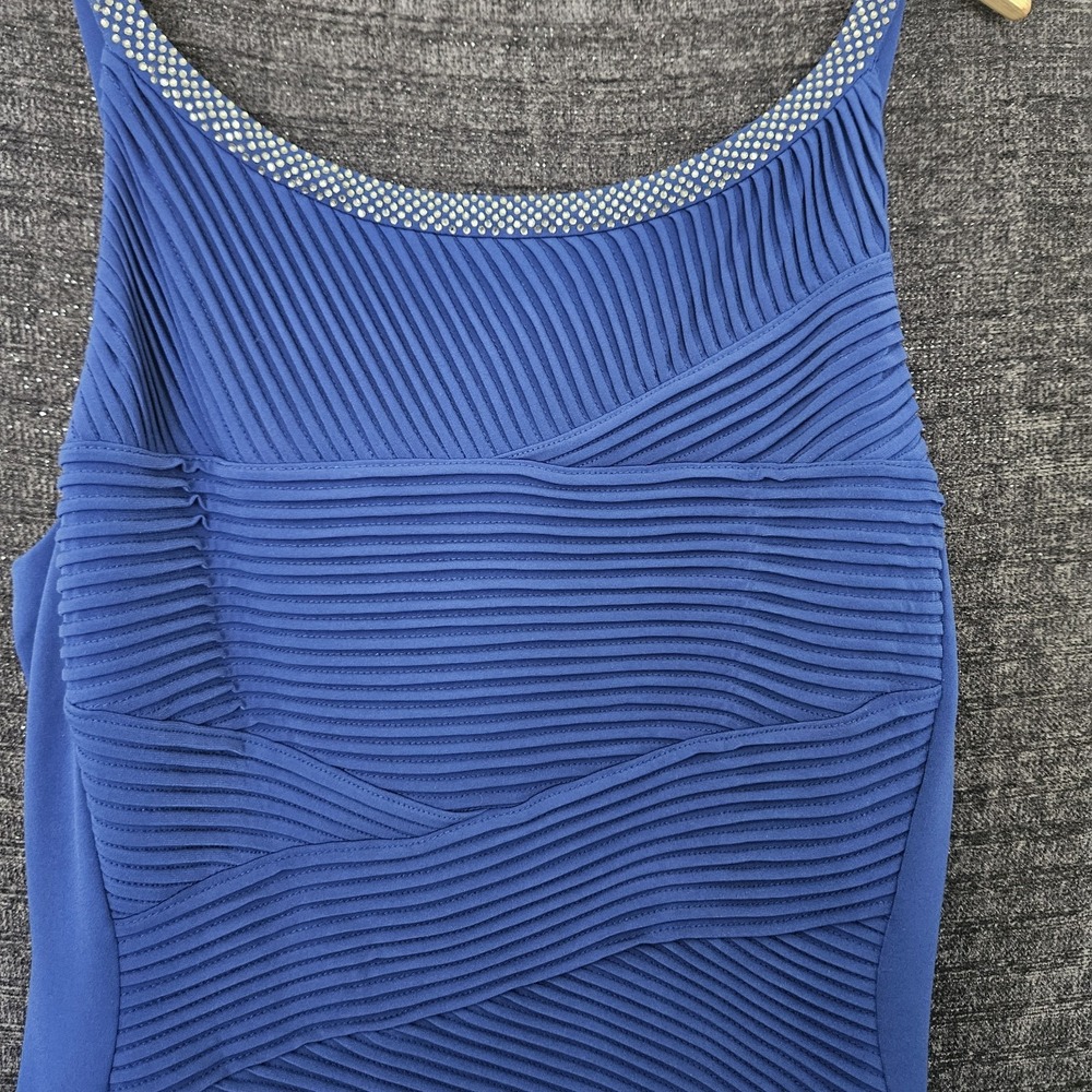 Women's Dress Sz 14 Royal Blue Textured Bodice Beaded Neckline Formal/Party CK - Picture 2 of 10